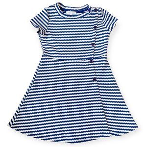 PERSAYA GIRL Dress Size 5 Short Sleeves Classic Preppy Navy Blue White Stripes